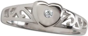 Cherished Moments Sterling Silver Baby Heart Ring with a Dainty Diamond, Pink Sapphire or Ruby Accent
