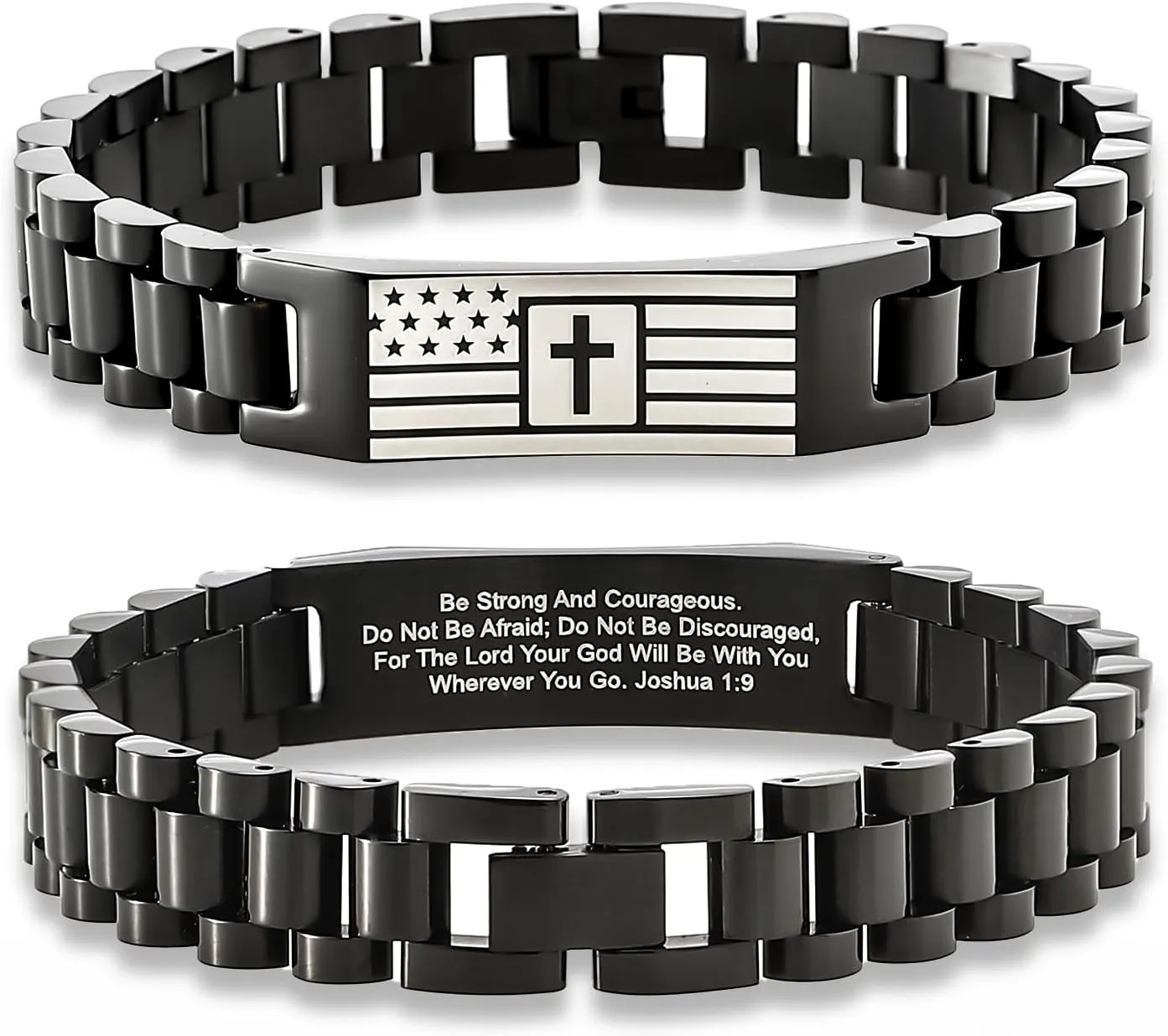 Christian Bracelet for Men Mens Bracelet with Bible Verse, Faith & Patriotic Stainless Steel Bracelets for Men, Religious Gift for Husband, Dad, Son  Adjustable