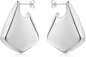 Chunky Big Fin Drop Earrings for Women 14k Gold Plated Statement Earrings Geometric earrings Chunky Gold Hoop Earrings Hypoallergenic Lightweight Earrings Teardrop Earring Trendy Jewelry Gifts