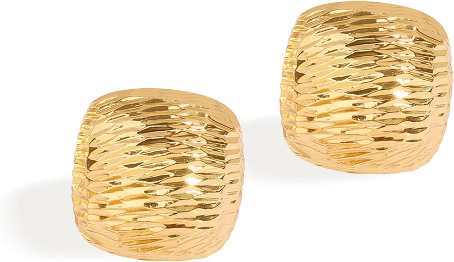 Chunky Gold Geometric Stud Earrings Women, Trendy Statement Textured Sparkly Lightweight Hypoallergenic Earing Prom Fashion Jewelry Gift.