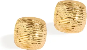 Chunky Gold Geometric Stud Earrings Women, Trendy Statement Textured Sparkly Lightweight Hypoallergenic Earing Prom Fashion Jewelry Gift.