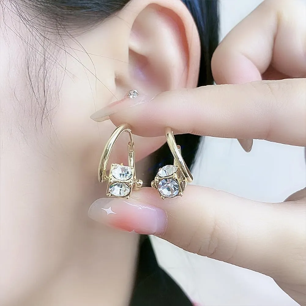 Chunky Gold Hoop Earrings for Women Lightweight Crossed Fishtail Cubic Zircon Earrings Geometric Hypoallergenic Hoop Earrings Statement Jewelry Gifts
