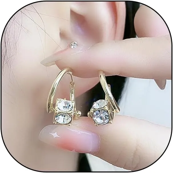 Chunky Gold Hoop Earrings for Women Lightweight Crossed Fishtail Cubic Zircon Earrings Geometric Hypoallergenic Hoop Earrings Statement Jewelry Gifts