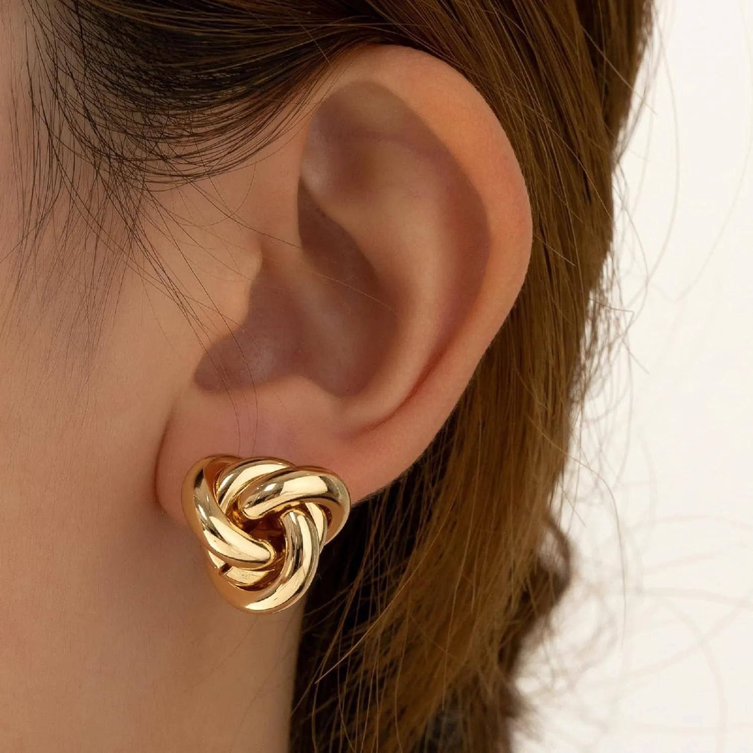 Chunky Gold Knot Earrings Geometric Drop Dangle Earrings Long Twisted Earrings Statement Earring Jewelry for Women