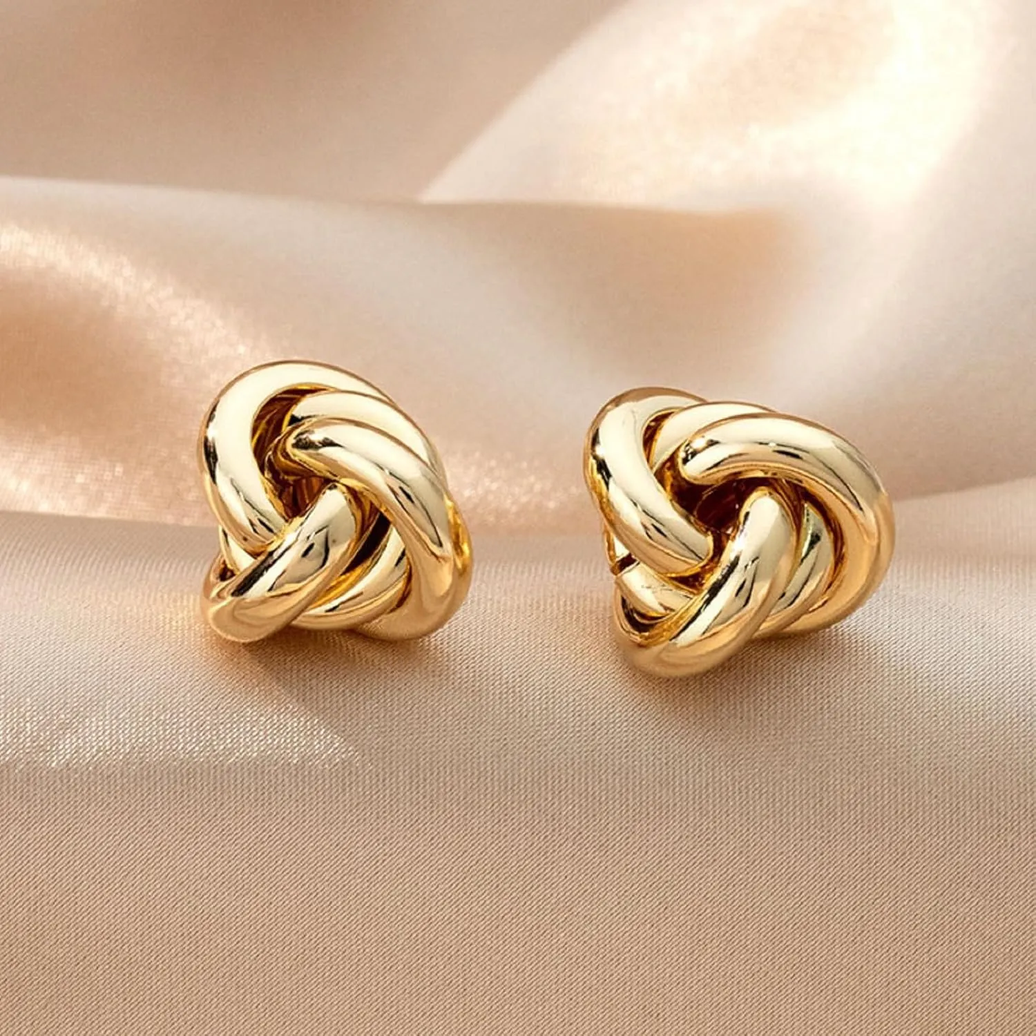 Chunky Gold Knot Earrings Geometric Drop Dangle Earrings Long Twisted Earrings Statement Earring Jewelry for Women