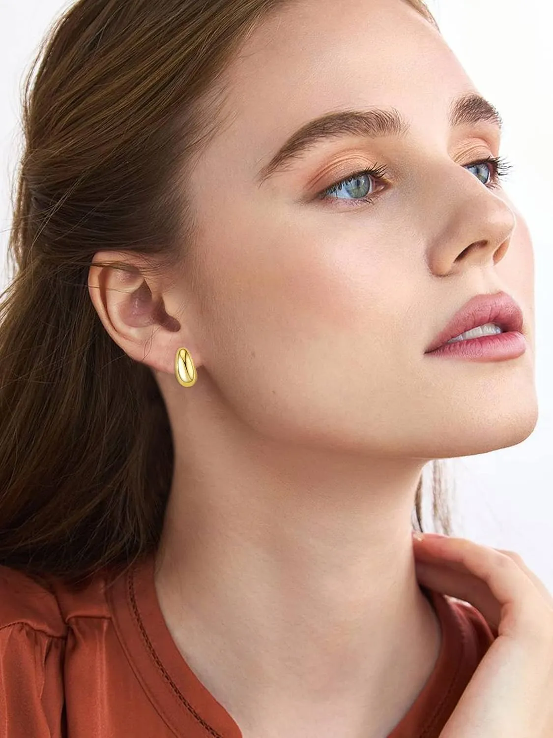 Chunky Hoop Earrings for Women Thick Lightweight Hollow Earrings Gold Chunky Earrings Jewelry for Women