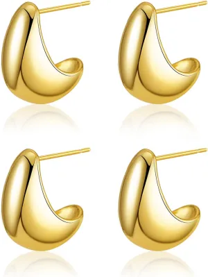 Chunky Hoop Earrings for Women Thick Lightweight Hollow Earrings Gold Chunky Earrings Jewelry for Women