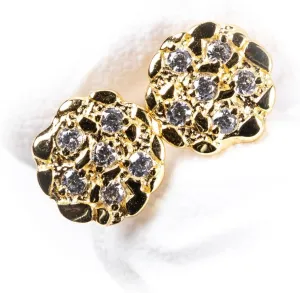 Circle 14K Yellow Gold Plated 925 Sterling Silver Round Retro 90's Hip Hop Ice Out Cz Hypoallergenic Solid Gold Nugget Stud Screw Back Post Earrings For Men Circle 14K Yellow Gold Plated 925 Sterling Silver Round Retro 90's Hip Hop Ice Out Cz Hypoallergenic Solid Gold Nugget Stud Screw Back Post Earrings For Men