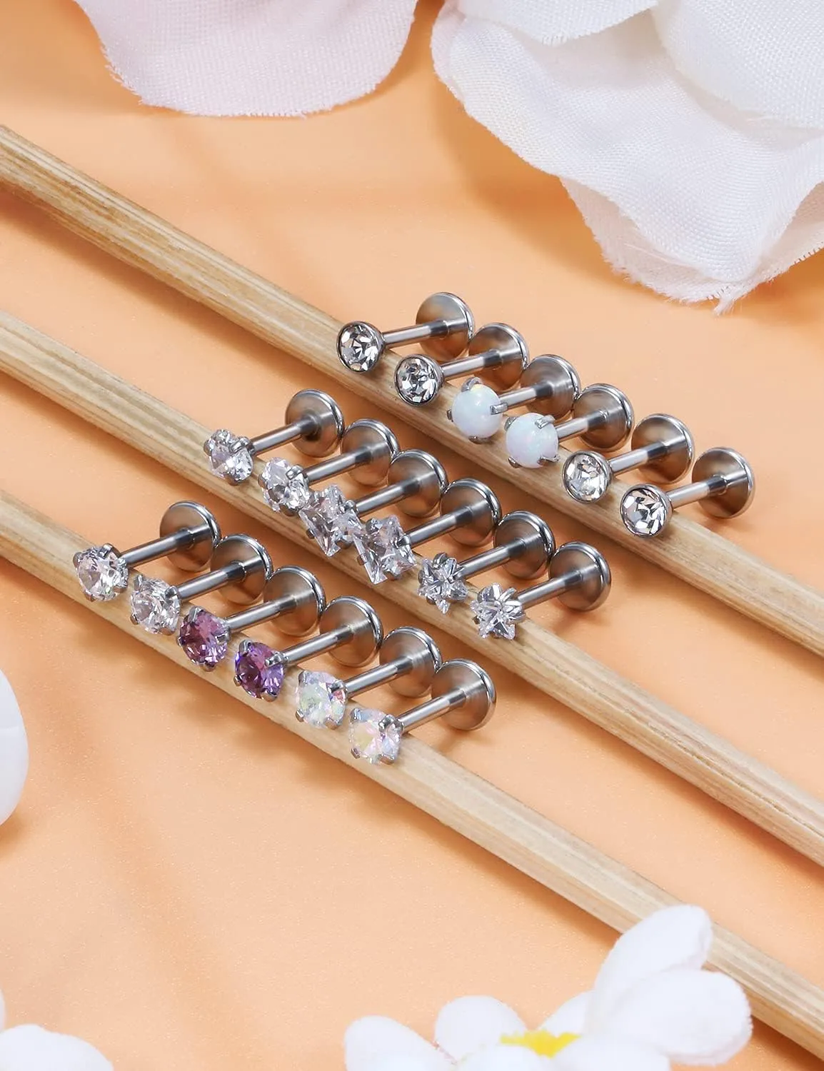 Cisyozi 20G 18G 16G Threadless Push in Nose Rings Studs With Fat Back 316L Surgical Steel Lip Labret Medusa Rings Studs Cartilage Tragus Helix Ear Earring Body Jewelry Piercing for Women Men 7mm Bars