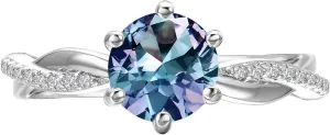 Color Change Alexandrite Ring 925 Sterling Silver June Birthstone Oval Kite Round Pear Shape Halo Cocktail Statement Engagement Ring Vintage Solitaire Three Stone Trilogy Lab Created Alexandrite Rings for Women