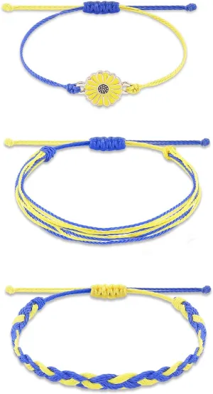 COLORFUL BLING Ukraine Bracelet, Blue Yellow, Adult Unisex Modern Zinc Bracelet with Bead Chain, 6.23 Inches, Buckle Clasp, Round Shape, Flag Theme