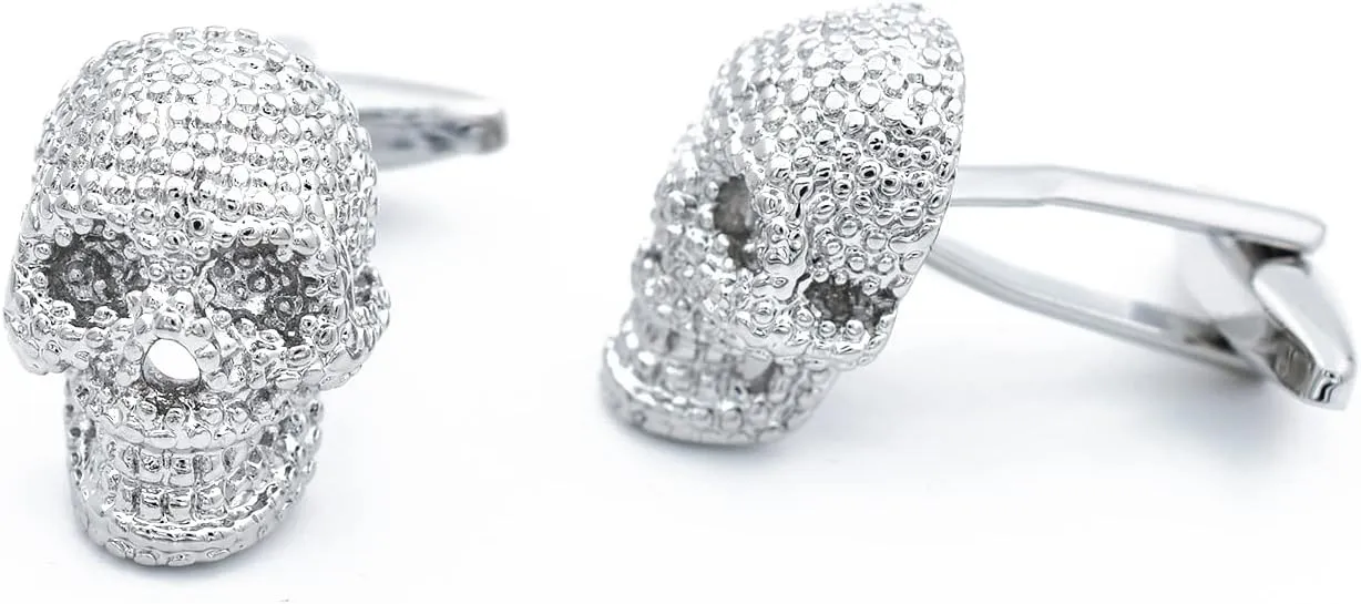 Cool Punk Skull CuffLinks Unique Halloween Skeleton Cufflinks Tuxedo Shirt Gothic Shirt Studs Button for Men Theme Party Groomsmen Gift Pirate Suit Accesorries Jewelry