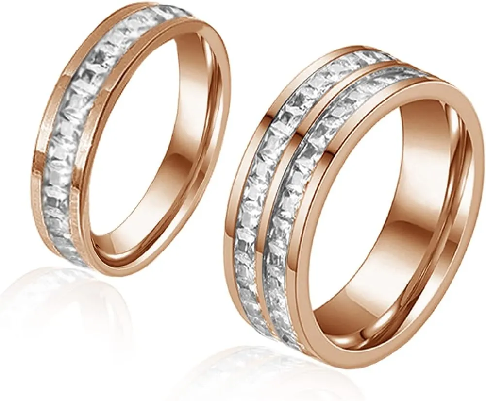 Couples Ring wedding Ring Set His Hers Couples Matching Rings Couples Love You Forever Wedding Bands Sets for Him and Her Promise Gift
