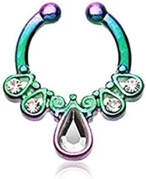 Covet Jewelry Colorline Radiant Kao Fake Septum Clip-On Ring