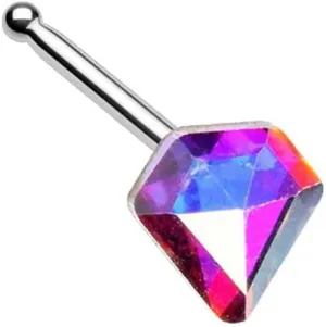 Covet Jewelry Iridescent Diamond Shaped Gem Nose Stud Ring