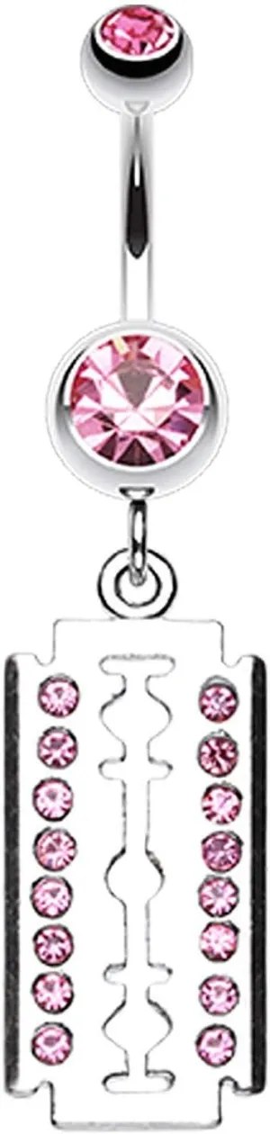 Covet Jewelry Shimmering Razor Blade Belly Button Ring