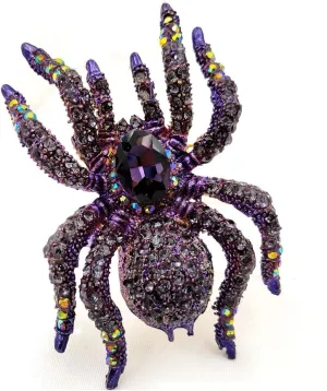 Creep Dangerous Black Crystal Rhinestone Statement Huge Spider Brooch Pin Spooky Style Tarantula Jewelry