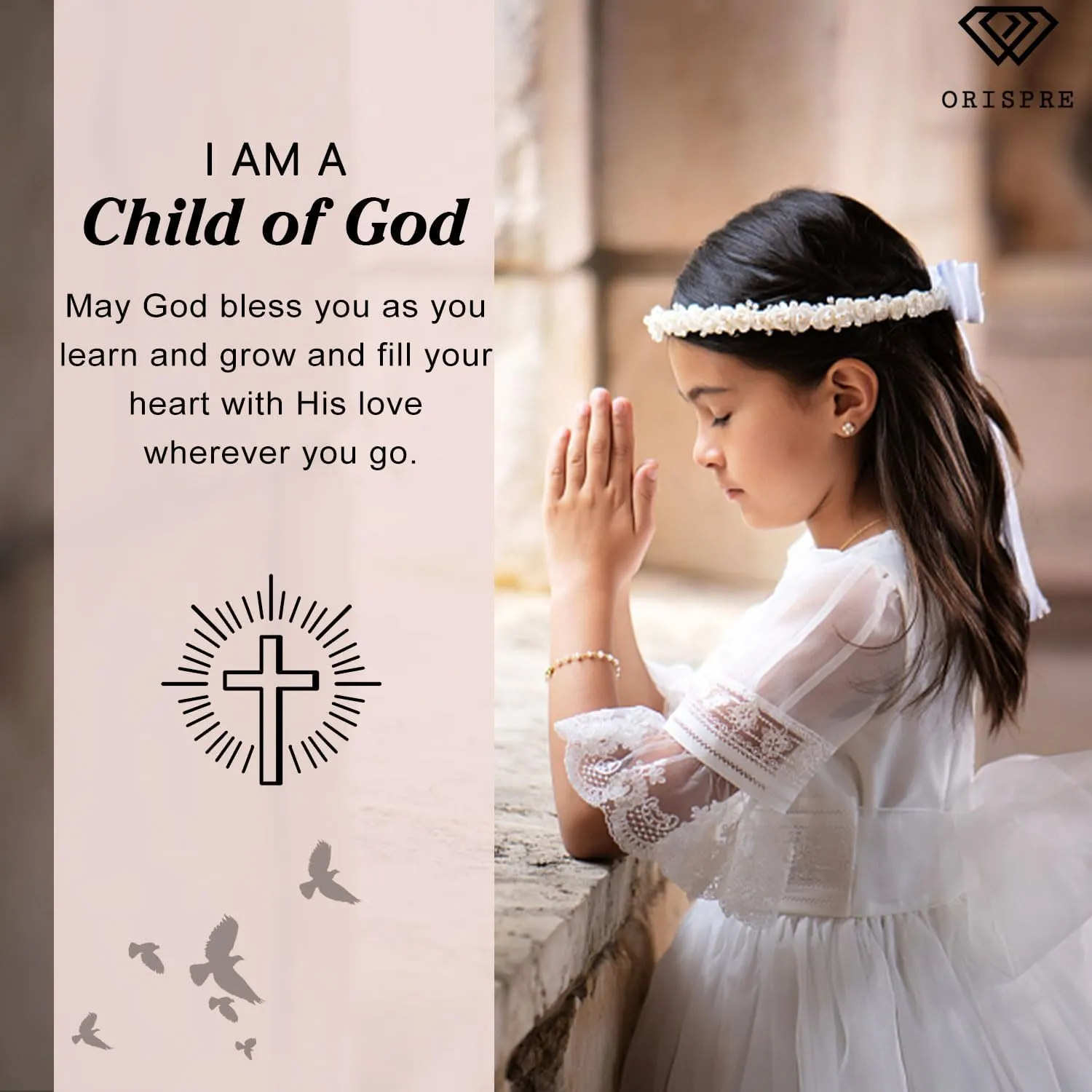 Cross Necklace for Girls- Gifts for Daughter Granddaughter Niece Goddaughter Child of God Birthday, Christmas, First Communion, Baptism, Confirmation
