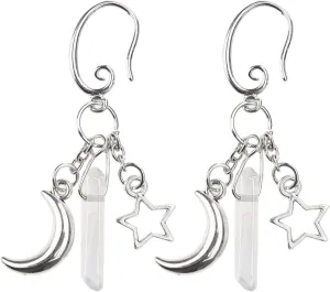 Crystal Moon and Earrings with Dangle Witch Jewelry Healing Handmade Jewelry Women Dangle Earrings
