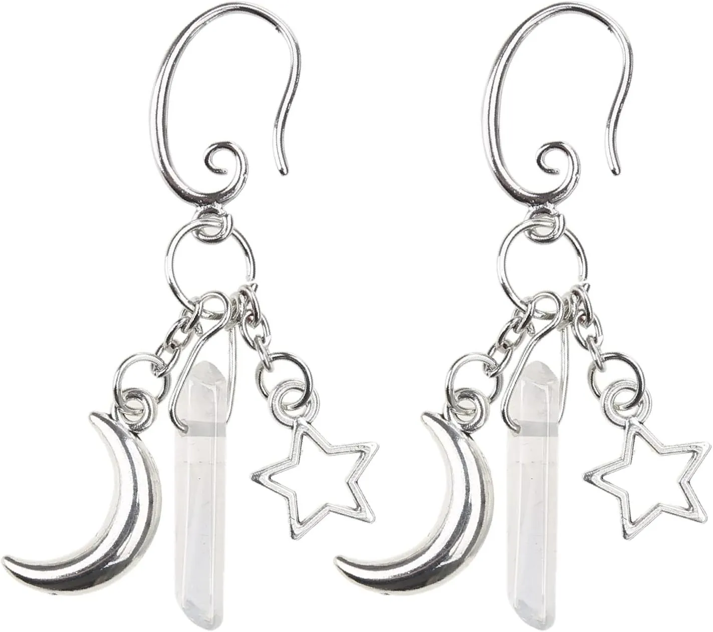 Crystal Moon and Earrings with Dangle Witch Jewelry Healing Handmade Jewelry Women Dangle Earrings