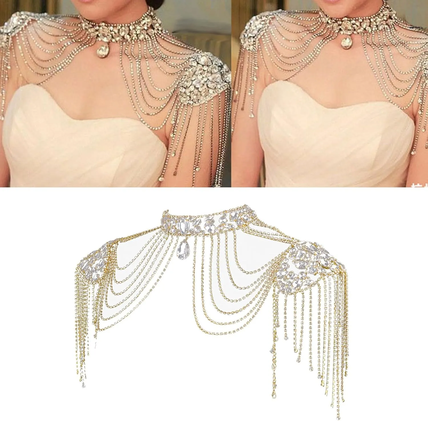 Crystal Tassels Arm Chain Women Body Jewelry Multilayer Shoulder Body Jewelry Shoulder Chain Necklace for Any Occasion