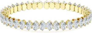Cubic Zirconia Open Adjustable Cuff Bracelet for Women Men, Yellow Gold Plated Personalized CZ Tennis Bracelet and Rhinestone Anklets Chain