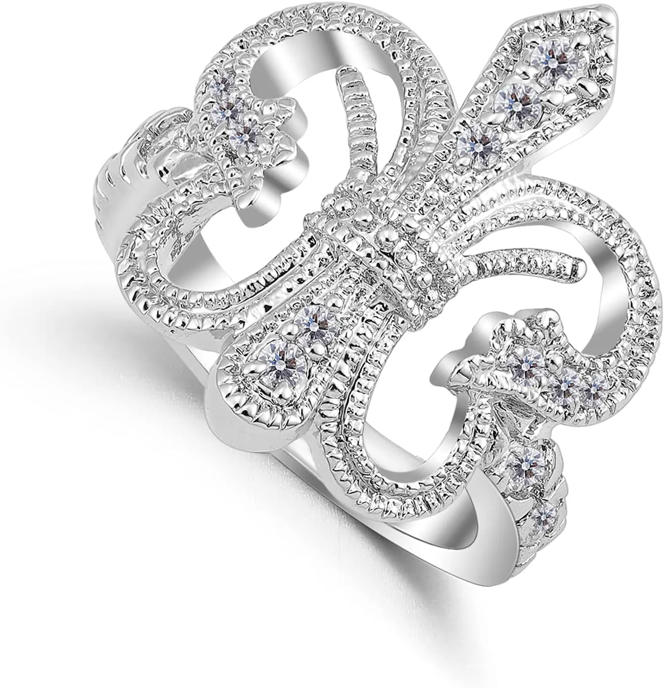 Cubic Zirconia Princess Crown Wedding CZ Band Eternity Ring