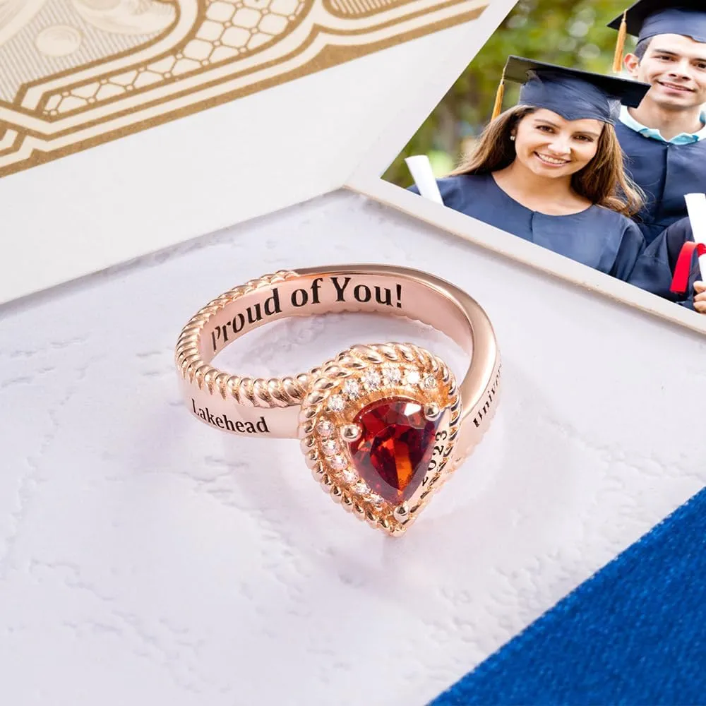 Custom Class Rings for High School - Personalized Sterling Silver Ring for Graduation - Fully Customizable College Jewelry - Gift for Graduated Men and Women Class of 2024