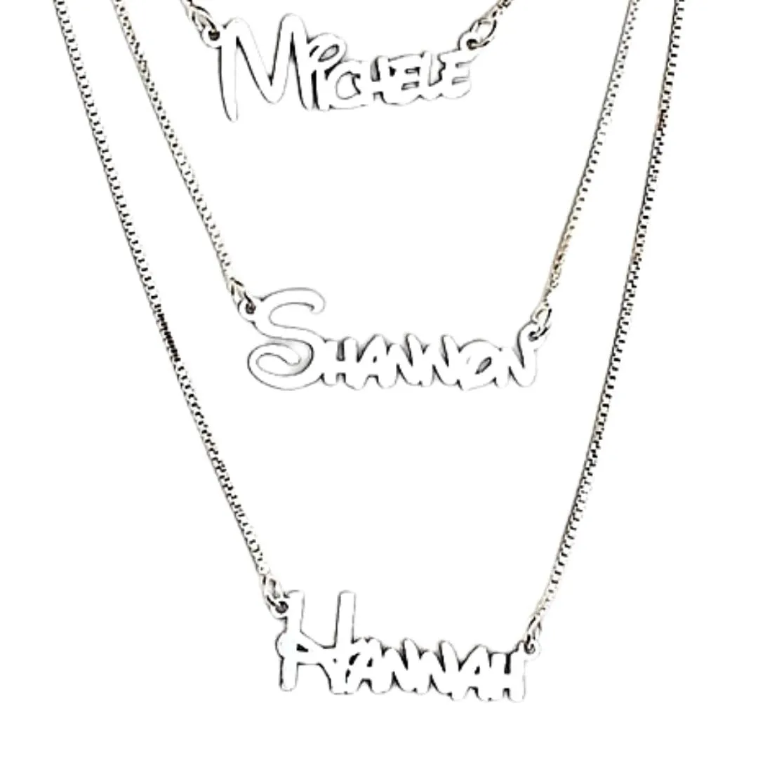 Custom Name Necklace Fun Font Sterling Silver, Personalized with any name or word, made in the USA (yellow-gold-and-sterling-silver)