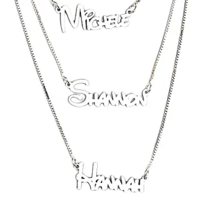 Custom Name Necklace Fun Font Sterling Silver, Personalized with any name or word, made in the USA (yellow-gold-and-sterling-silver)