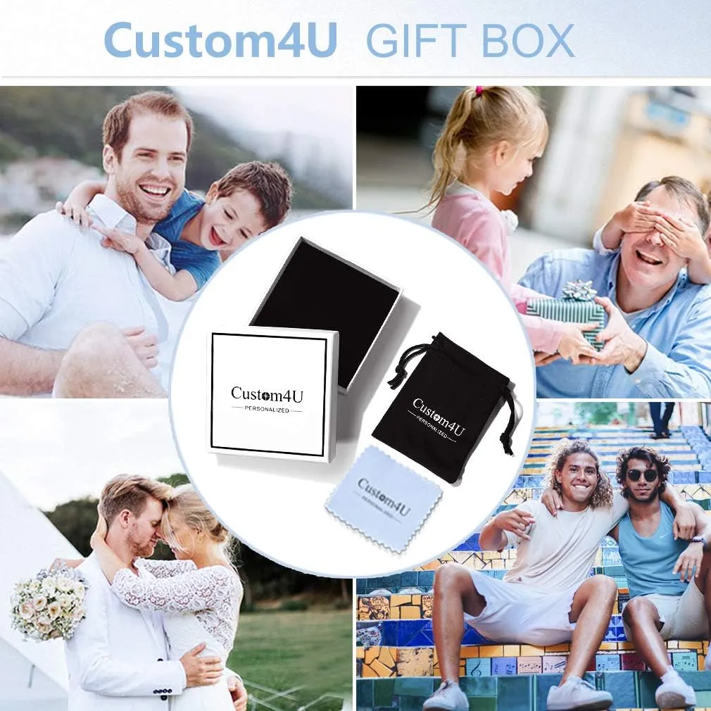Custom4U Men's Gemstone Rings,Stainless Steel/Black/Gold Plated Blue Stone Square Signet Rings/Skull Rings,Pinky Thumb Ring,Size 7-14,Gothic Punk Jewelry Customized(Gift Box)