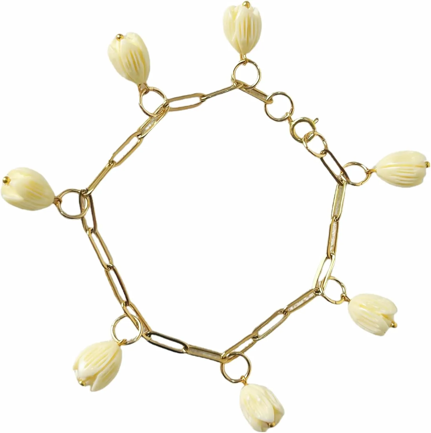 Cute Beach Sea Gorgeous Hawaiian Pikake Paper Clip Stainless Steel Adjustable Bracelet