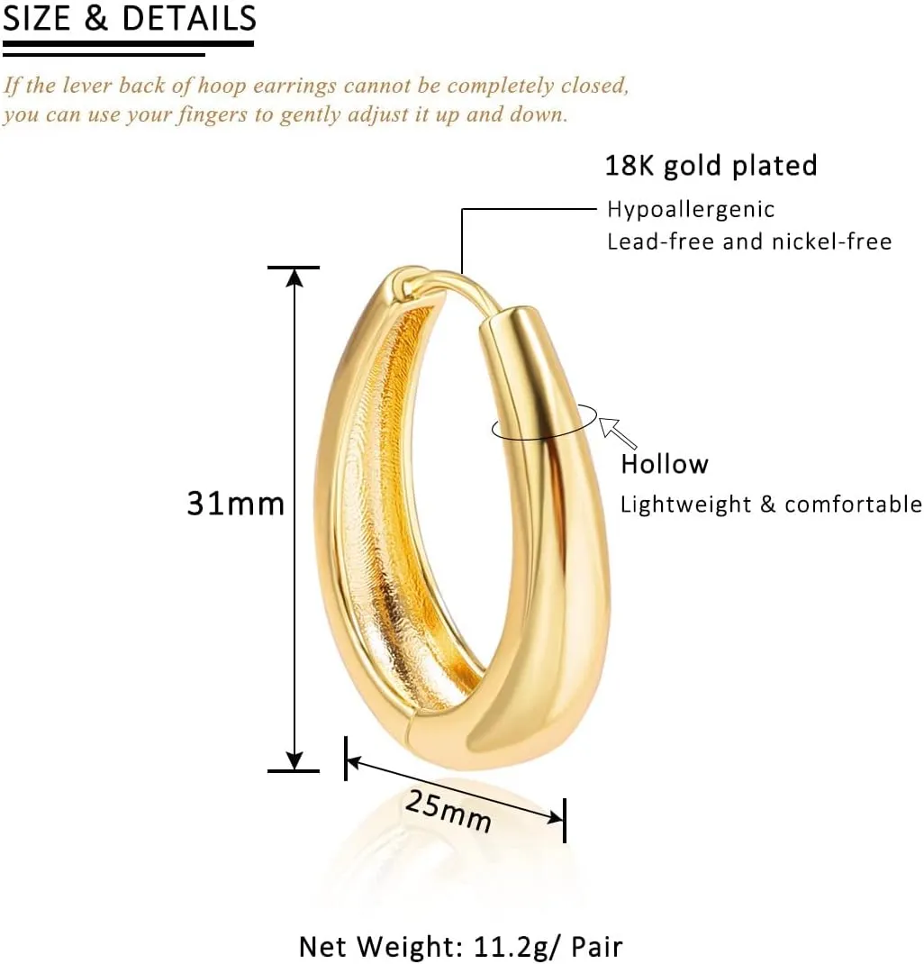 Dainty 18K Gold Teardrop Huggie Hoop Earrings for Women Trendy Gemstone Dangle Earring Cute Simple Gold Chunky Earrings