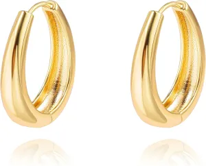 Dainty 18K Gold Teardrop Huggie Hoop Earrings for Women Trendy Gemstone Dangle Earring Cute Simple Gold Chunky Earrings