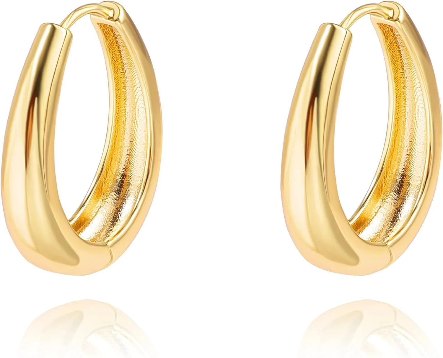 Dainty 18K Gold Teardrop Huggie Hoop Earrings for Women Trendy Gemstone Dangle Earring Cute Simple Gold Chunky Earrings