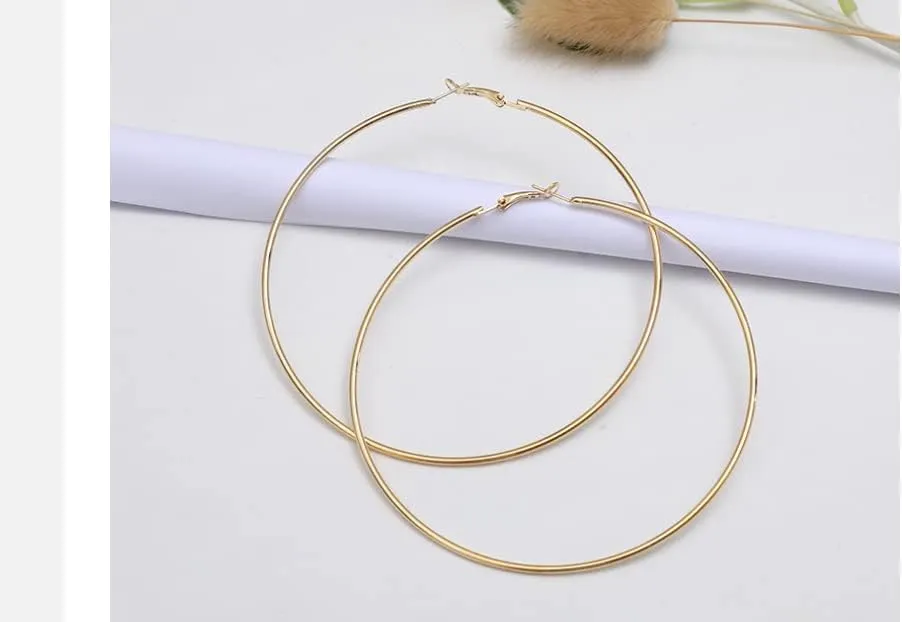 Dainty 80mm Silver Big Large Hoop Earrings For Women Sensitive Ears Fashion Round Circle Huggie Hypoallergenic Hoops Minimalist Hooped Jewelry Gifts Bff Birthday