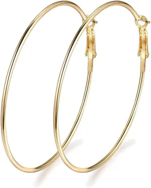 Dainty 80mm Silver Big Large Hoop Earrings For Women Sensitive Ears Fashion Round Circle Huggie Hypoallergenic Hoops Minimalist Hooped Jewelry Gifts Bff Birthday