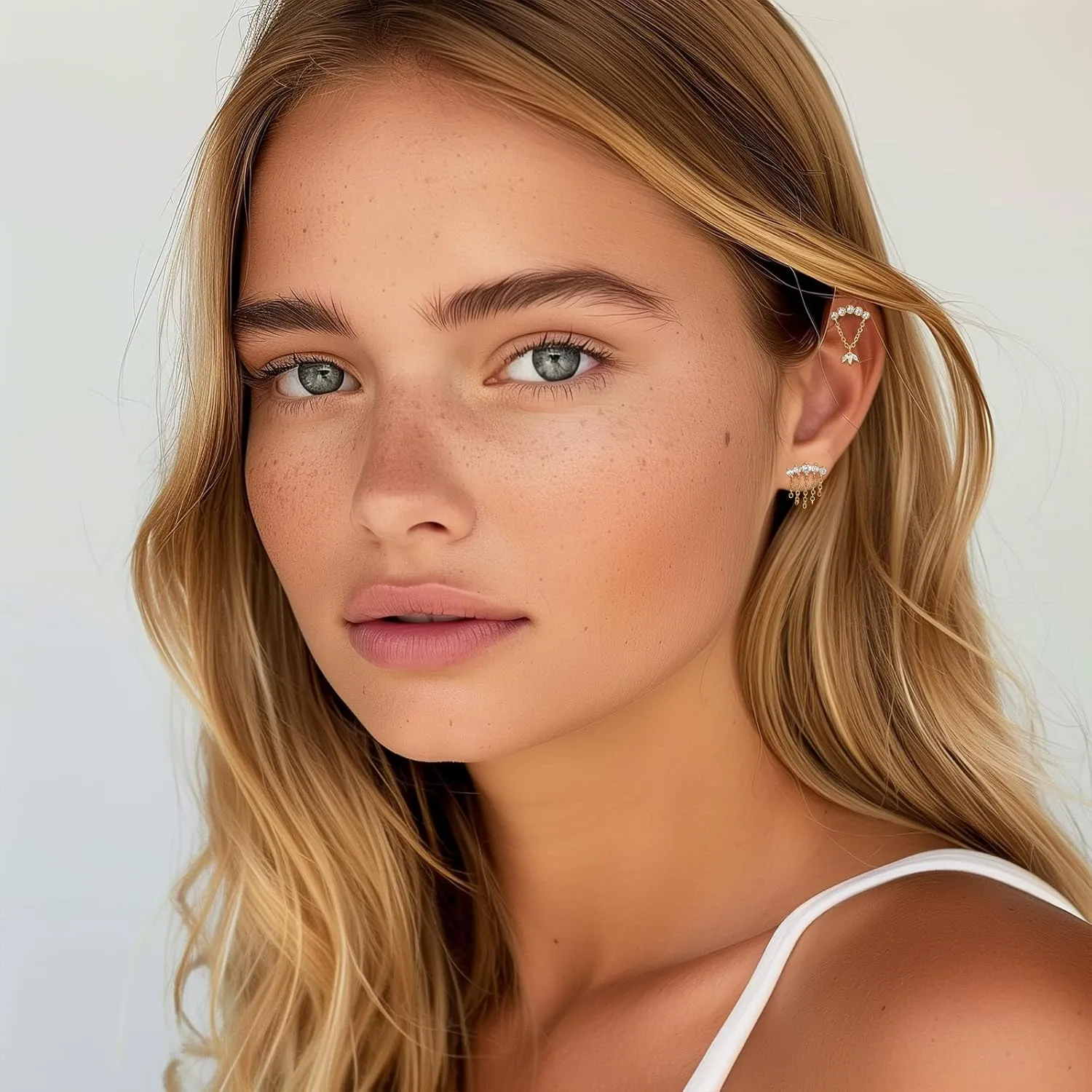 Dainty Flat Back Earrings, 14K Gold Cute Stud Cartilage Earrings with S925 Sterling Silver Post, Hypoallergenic Flatback Earrings for Women Helix Earrings Jewelry