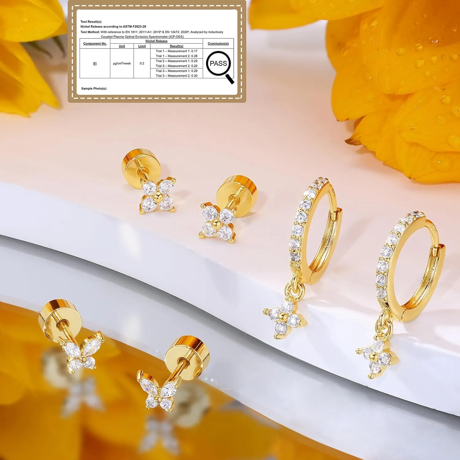 Dainty Pink Butterfly Earrings for Women, 14K Gold Plated Butterfly Hoop Earring Sets with S925 Sterling Silver Post, Pink Earring Stacks Jewelry