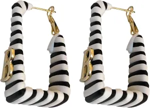 Designer Earrings for Women Letter B Earrings Fashion Jewelry black and white striped letter earrings
