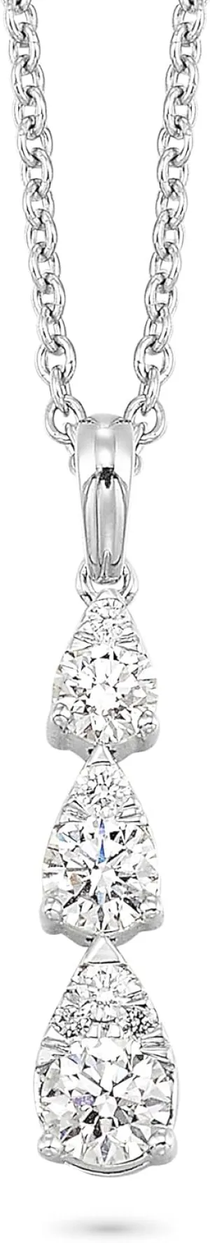 Diamond Delight 2/5 Carat Real Natural Diamond Trilogy Pendant Necklace for Women - 14k White Gold Pendant for Her - 18 Inch Chain Necklace in Elegant Graduated Design (F, VS1, 0.40 cttw) Lobster Claw