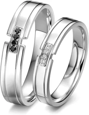 DIYA Wedding Ring Set for Him and Her Personalized Moissanite Wedding Rings Set for Couples 925 Sterling Silver/10K/14K/18K Gold Anniversary Valentine's Day Gift