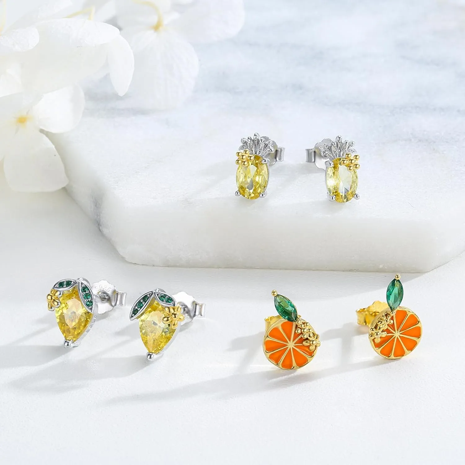 Dreamboat Sterling Silver Fruit Earring for Women Small Stud Earrings Fruit Accessories Summer Jewelry Gifts