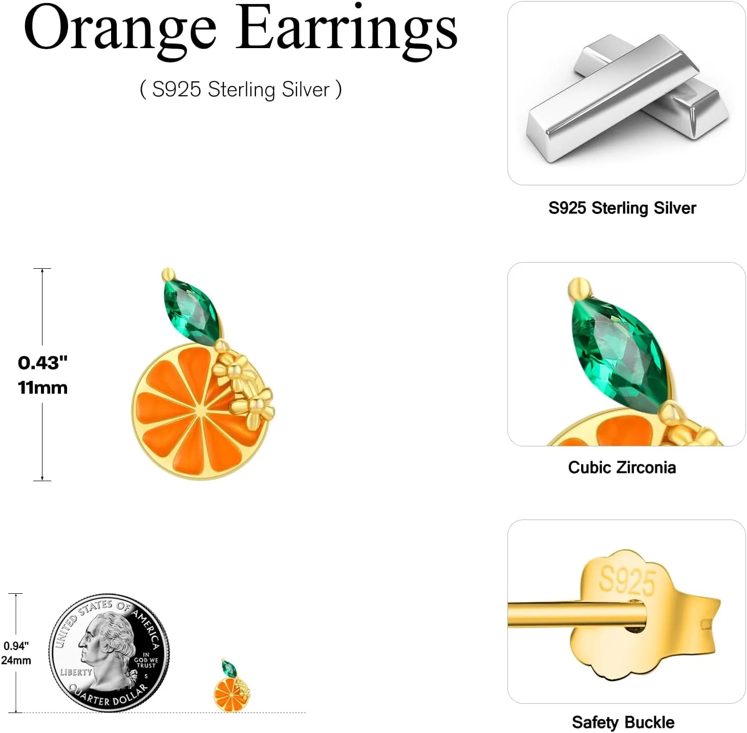Dreamboat Sterling Silver Fruit Earring for Women Small Stud Earrings Fruit Accessories Summer Jewelry Gifts