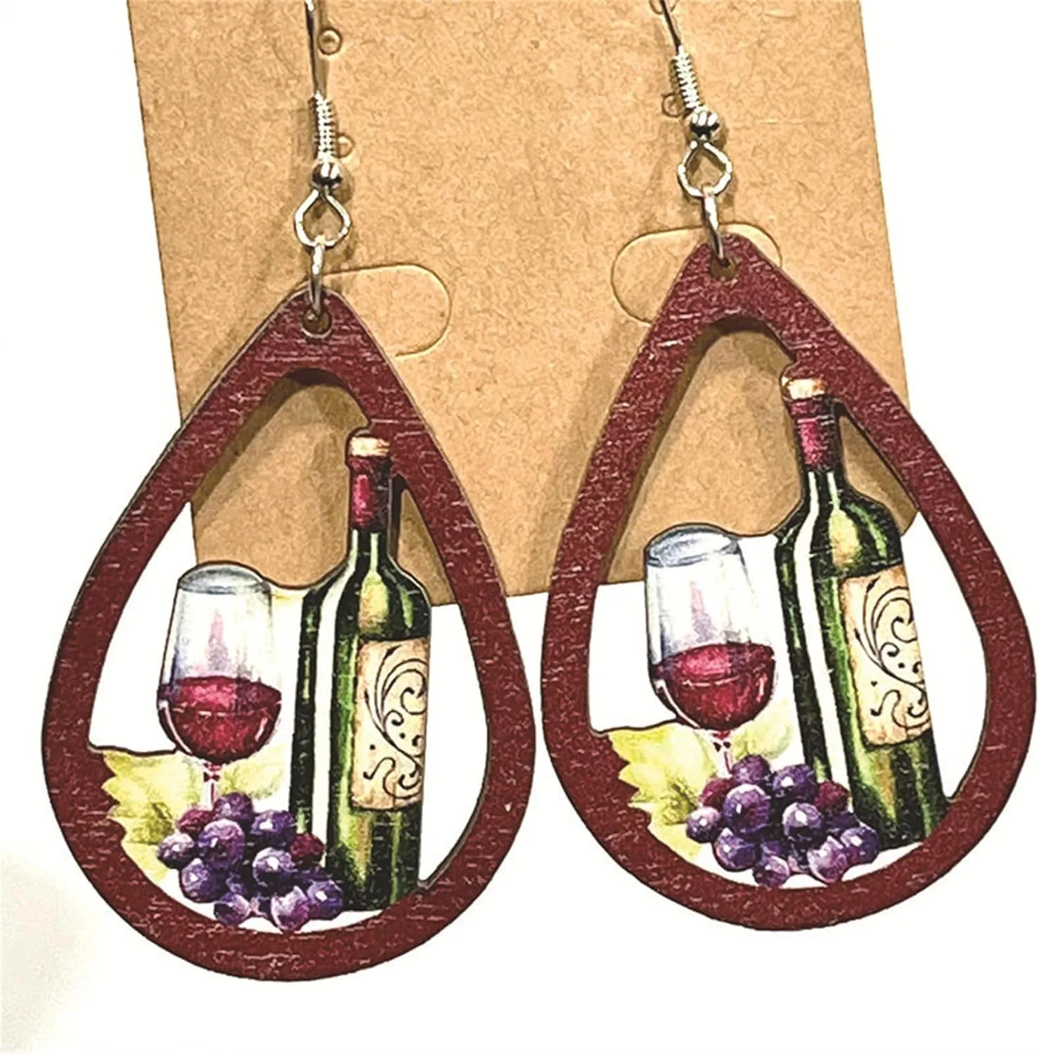 Dreuyet Funny Earrings Simulation Beer Mug Earrings Unique Red Wine Glass Wine Bottle Dangle Drop Earrings for Women Handmade Lightweight Red Wine Earrings Creative Party Food Jewelry