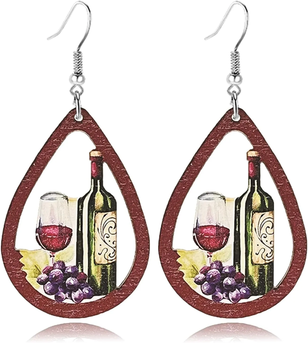 Dreuyet Funny Earrings Simulation Beer Mug Earrings Unique Red Wine Glass Wine Bottle Dangle Drop Earrings for Women Handmade Lightweight Red Wine Earrings Creative Party Food Jewelry