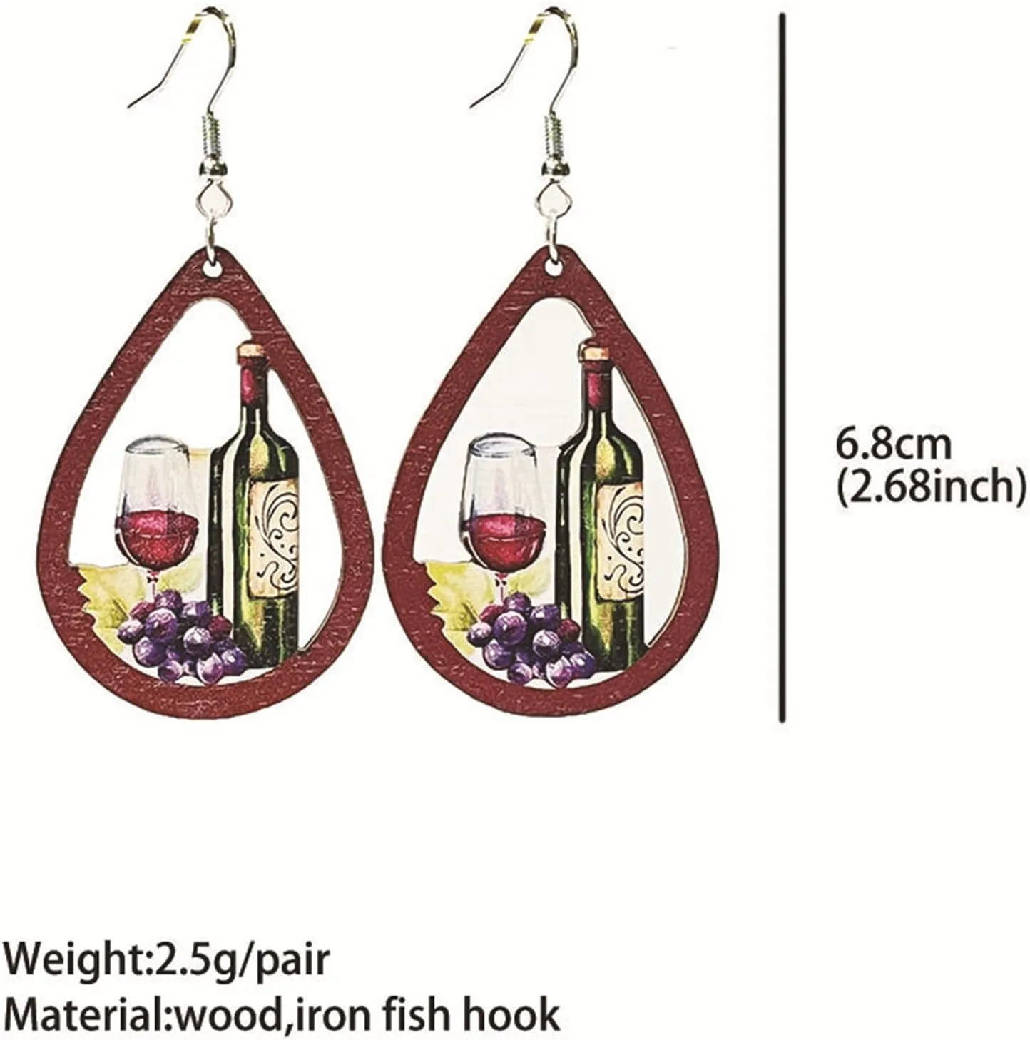Dreuyet Funny Earrings Simulation Beer Mug Earrings Unique Red Wine Glass Wine Bottle Dangle Drop Earrings for Women Handmade Lightweight Red Wine Earrings Creative Party Food Jewelry