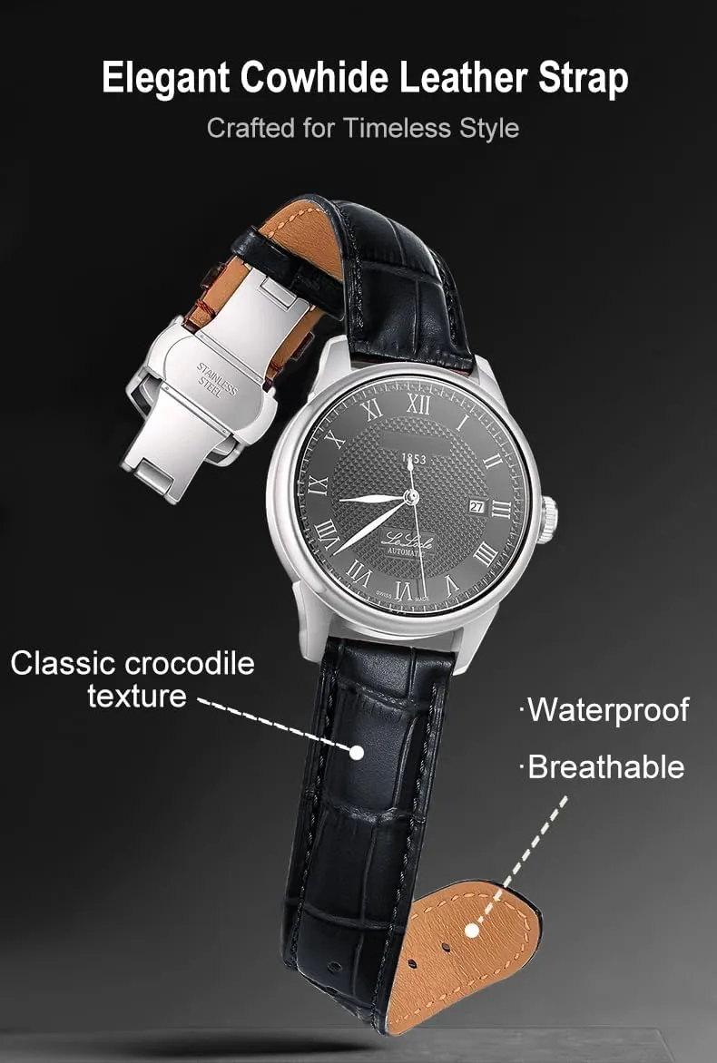 EACHE Croco Design Leather Watch Bands for Men Women,Quick Release Strap with Butterfly Deployment Buckle 18mm 19mm 20mm 21mm 22mm 24mm