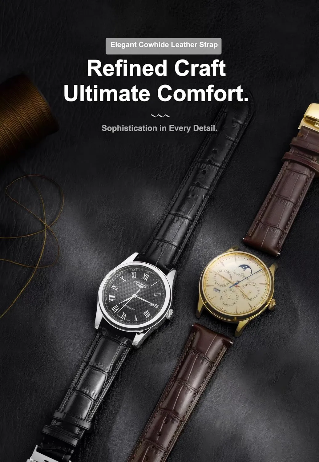 EACHE Croco Design Leather Watch Bands for Men Women,Quick Release Strap with Butterfly Deployment Buckle 18mm 19mm 20mm 21mm 22mm 24mm