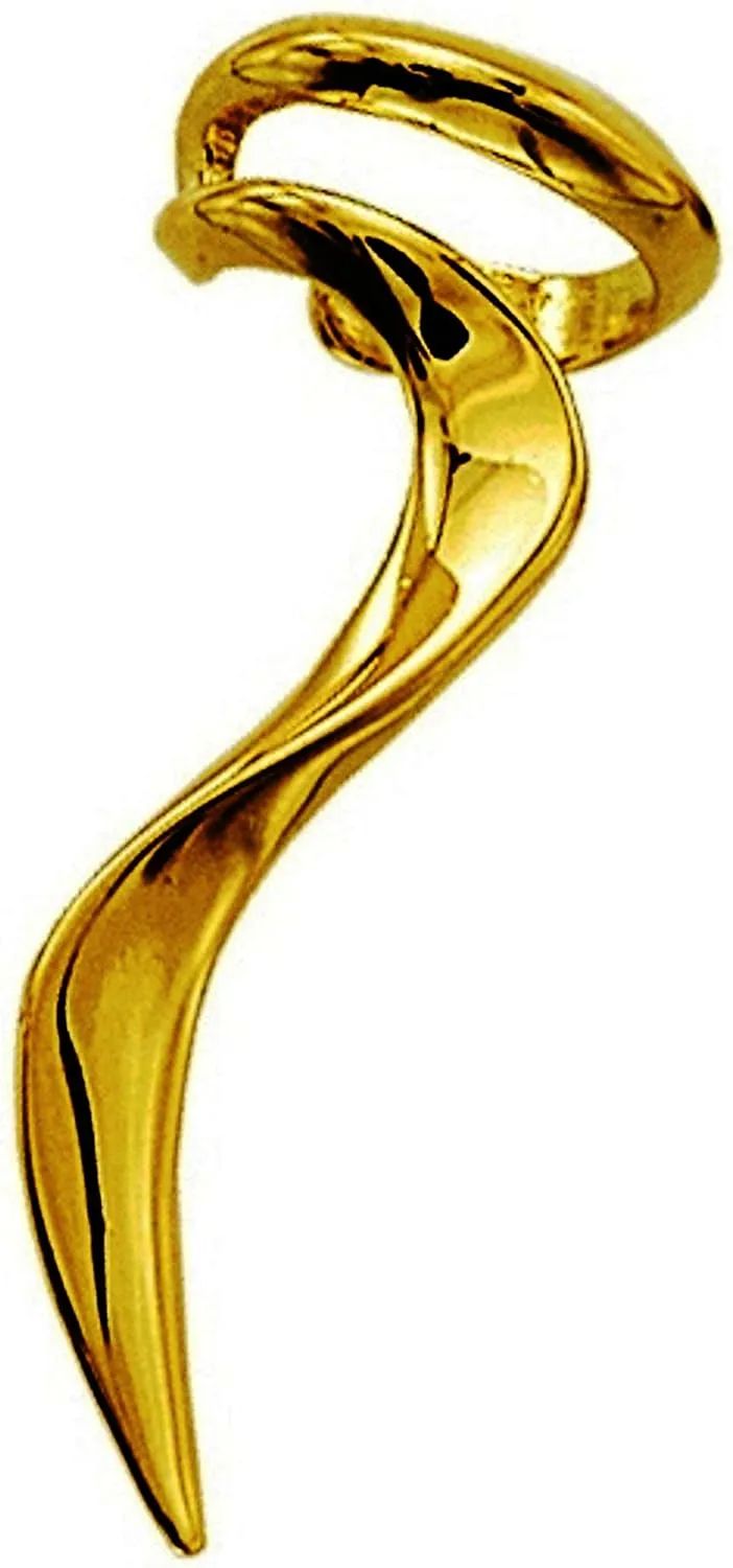 Ear Charms 'Flame' Ear Cuff Long Sculptural Non-Pierced Left Earring/Jacket EZ Care Gold on Sterling Silver